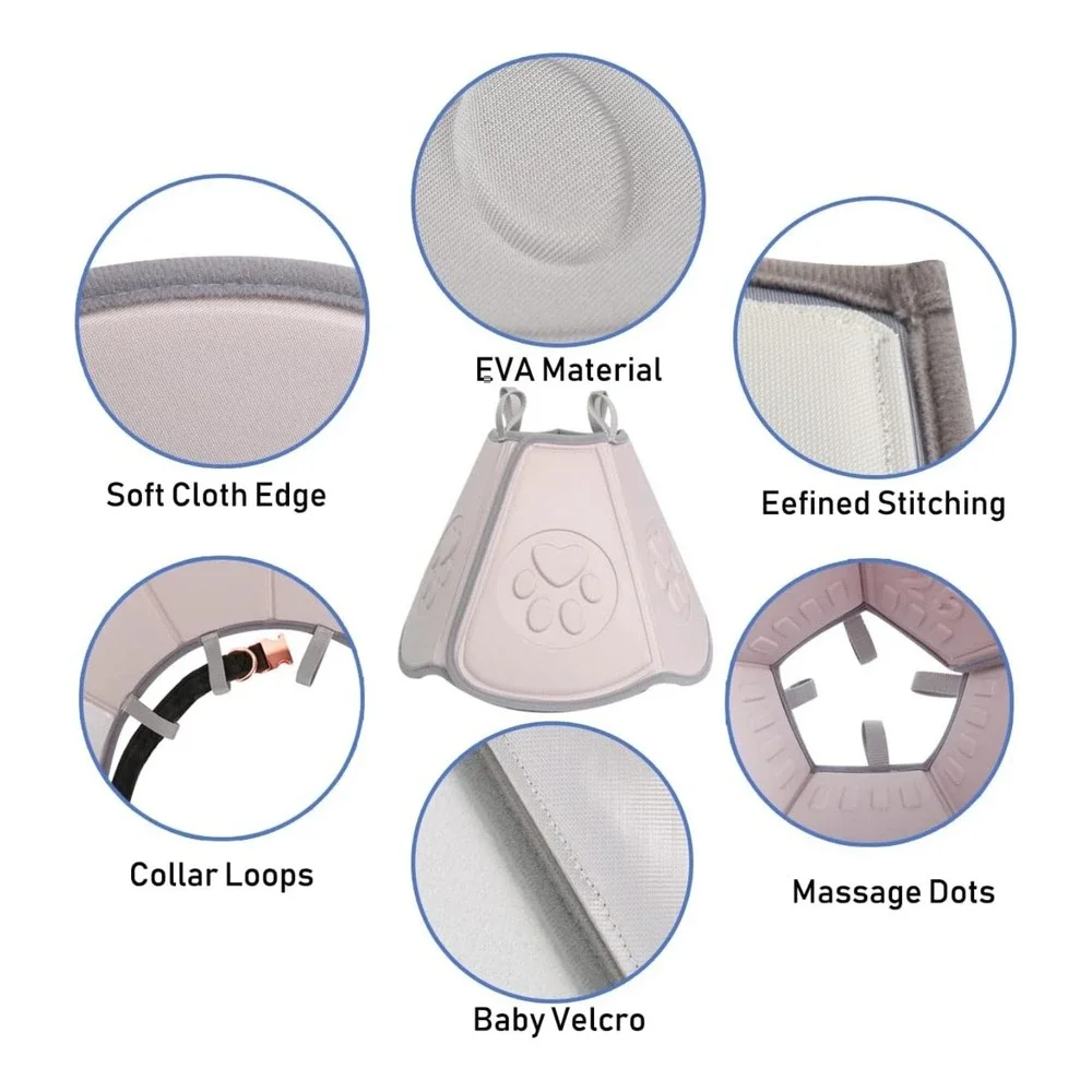 Adjustable Soft Dog Cone - Gray‎ - medium - recovery, Anti-lick